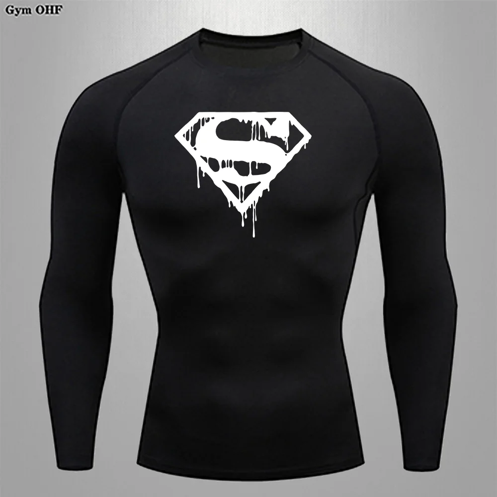 Tees For Man Compression Quick Drying Long Sleeves For Men Yoga Fitness Jujitsu Workout Athletic Top GYM MMA Sportswear Training