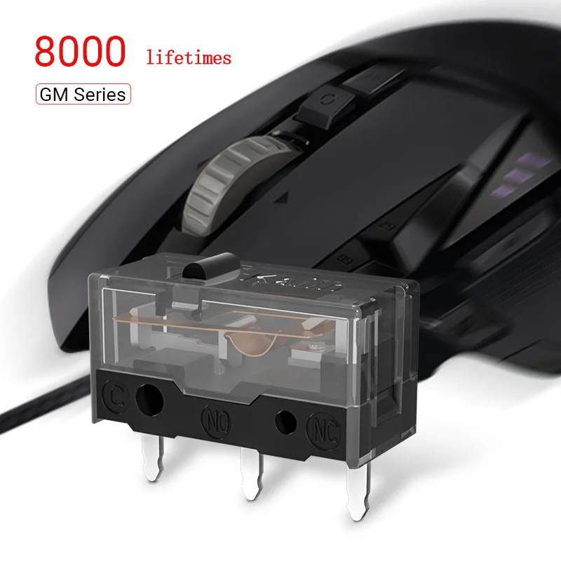 

for Kailh GM8.0 Micro Switch 80M Life Gaming Mouse Micro Switch 3Pin Black dot used on Computer Mice Left Right Button 4pcs