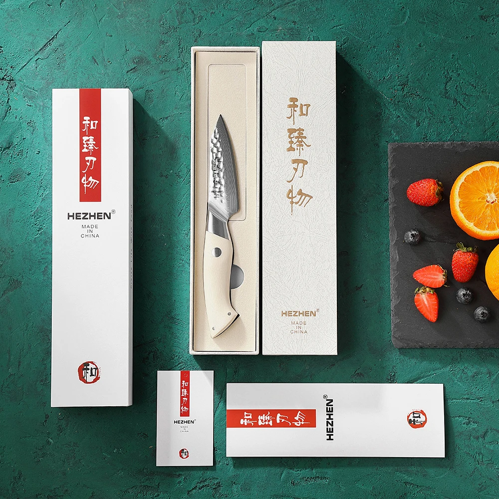 HEZHEN Elegant Series 3.5 Inches Paring Knife 67 Layers Damascus Steel Peelinig Knife Kitchen Tools Gift Box