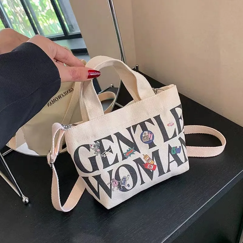 Letter Painted Canvas Small Size Bags 2024  New Casual Crossbody Mobile Phone Bags Outing Tote Bag Birthday Gifts Bags