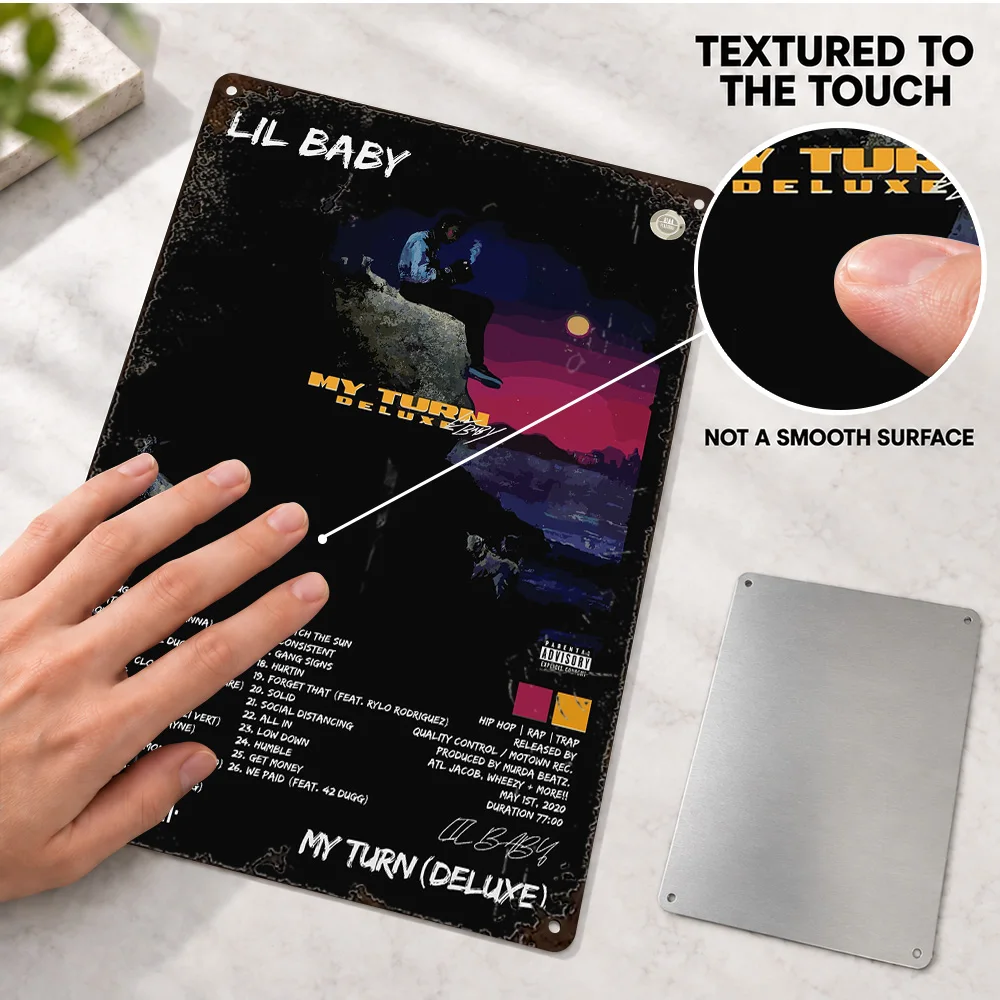 Lil Baby My Turn Deluxe Aluminum Poster Customized Metal Sign Album Cover Design Wall Art For Music Room Record Collector Gift