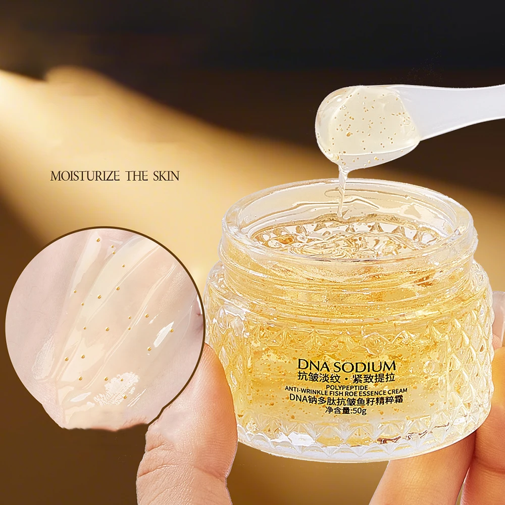 

Икра Коллаген Укрепляющий восстанавливающий крем Увлажняющий увлажняющий восстанавливающий кожу Темно-желтый уход за грубой кожей Корейский крем для лица