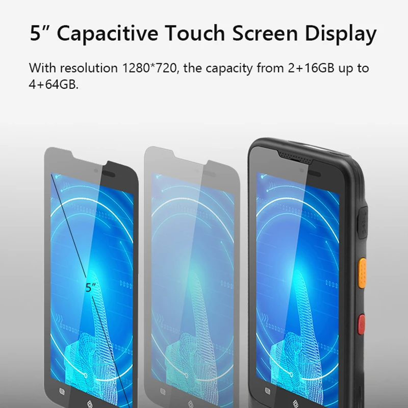 Geshem 5.0 Polegadas Scanner 2D Android 10.0 GMS NFC Impressão Digital Pdas