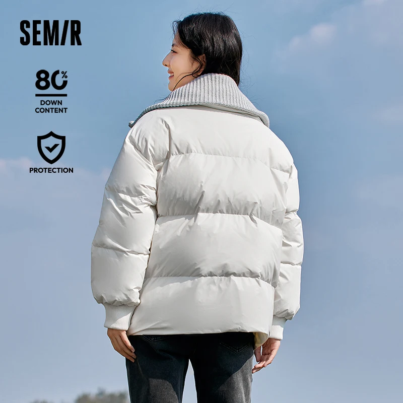 Semir Down Jacket Women Mid-Length Three-Proof Fashion Winter 2023 New Loose Sports Style Down Jacket