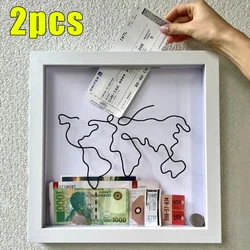 Travel Adventure Archive Box Ticket Shadow Box Photo Frame for Wall and Table Top Display Keep Memories Home Decor Storage sbox