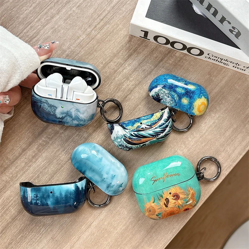 Buds 3 Pro Hülle für Samsung Galaxy Buds 3 Cover Van Gogh Buds3 Pro Kreativ für Samsung Buds 3 Box Niedliche Ohrhörer Lade Funda