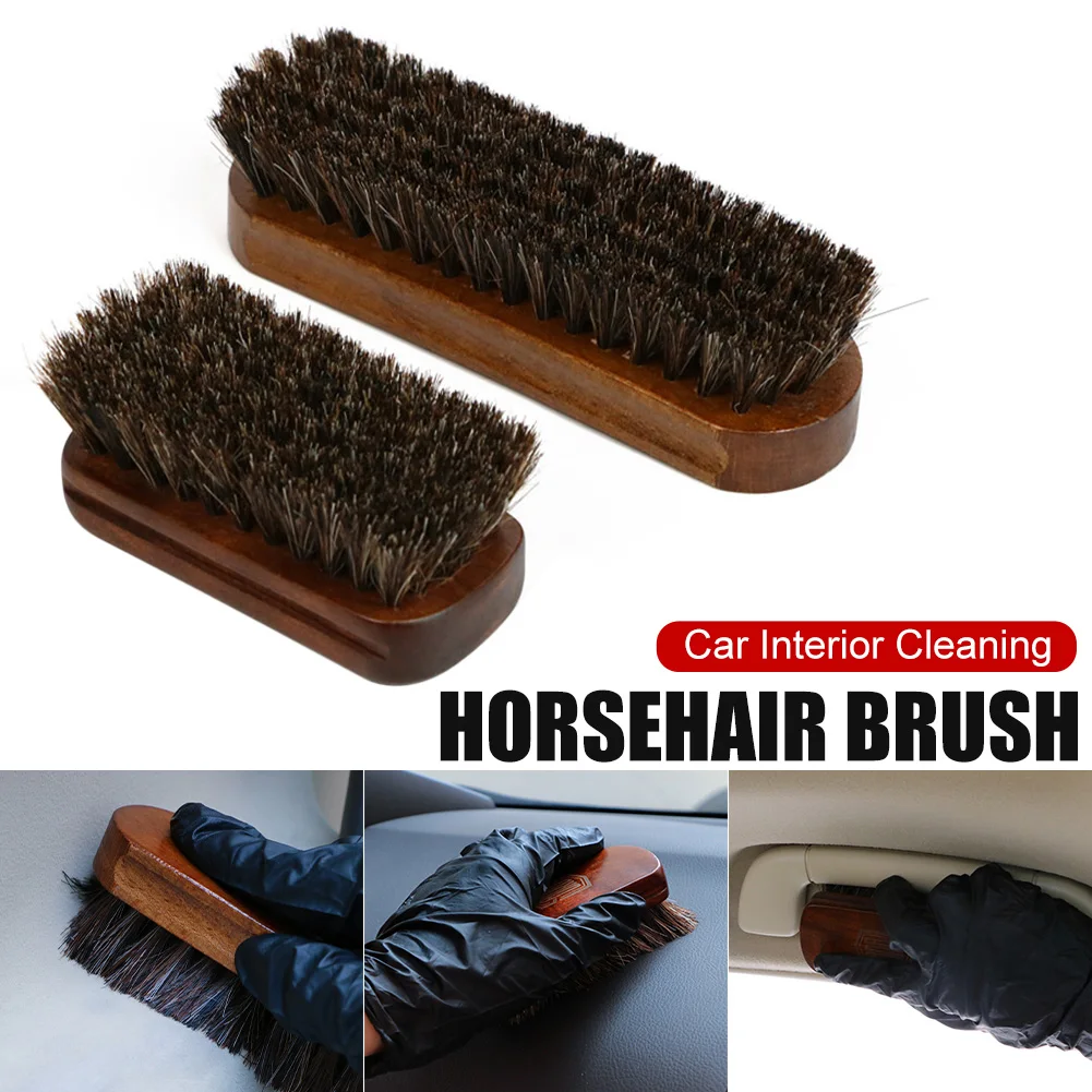 Brosse de nettoyage douce en crin de cheval pour volant de voiture, dépoussiéreur de siège en cuir, brosse de détail intérieure automatique, outil