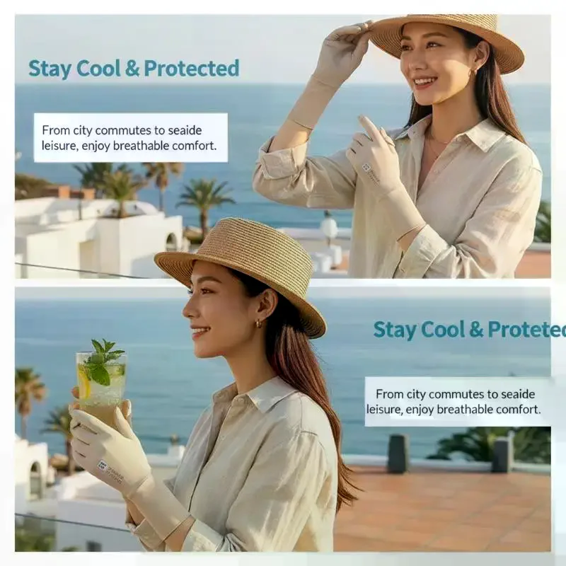 Non-slip Summer Gloves for Women Ice Silk UV Protection Outdoor Sunproof for Riding and Driving