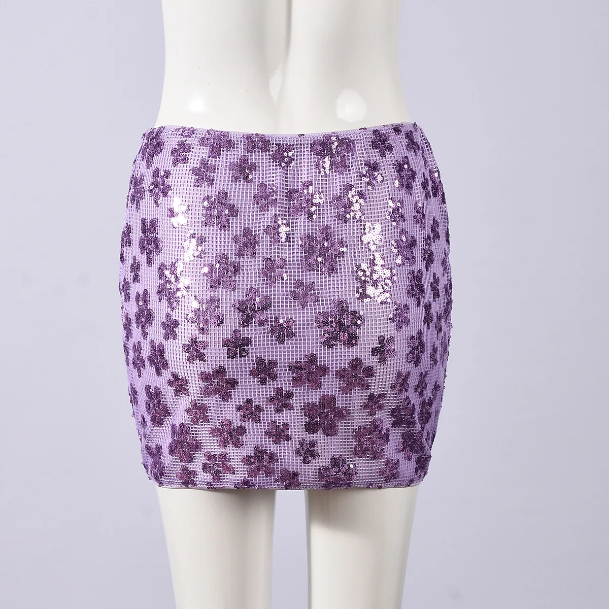 تنورة نسائية مثيرة من الخرز على شكل زهرة مجوفة وحزام خصر منخفض وسحاب على الورك #6