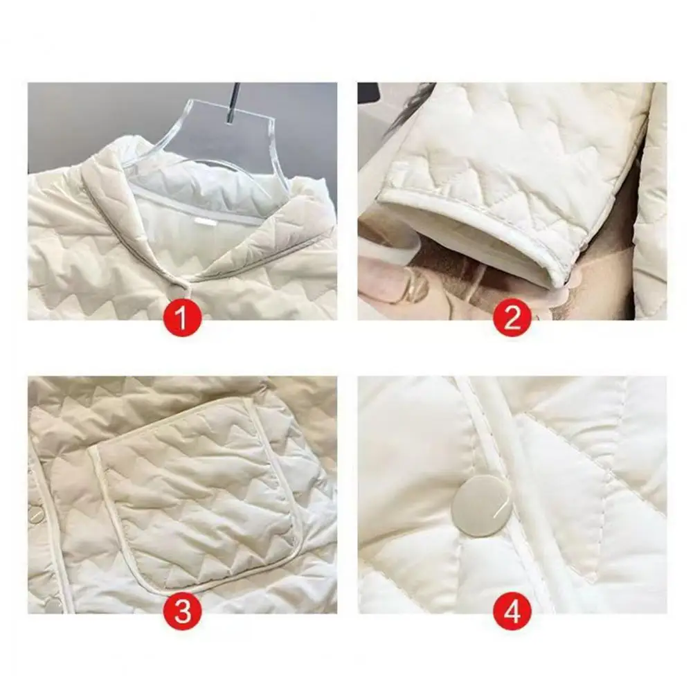 Two Side Pockets Coat Women Coat Polyester Women’s Quilted Down Jacket Lightweight Puffer Coat with Pockets Long Sleeve Winter