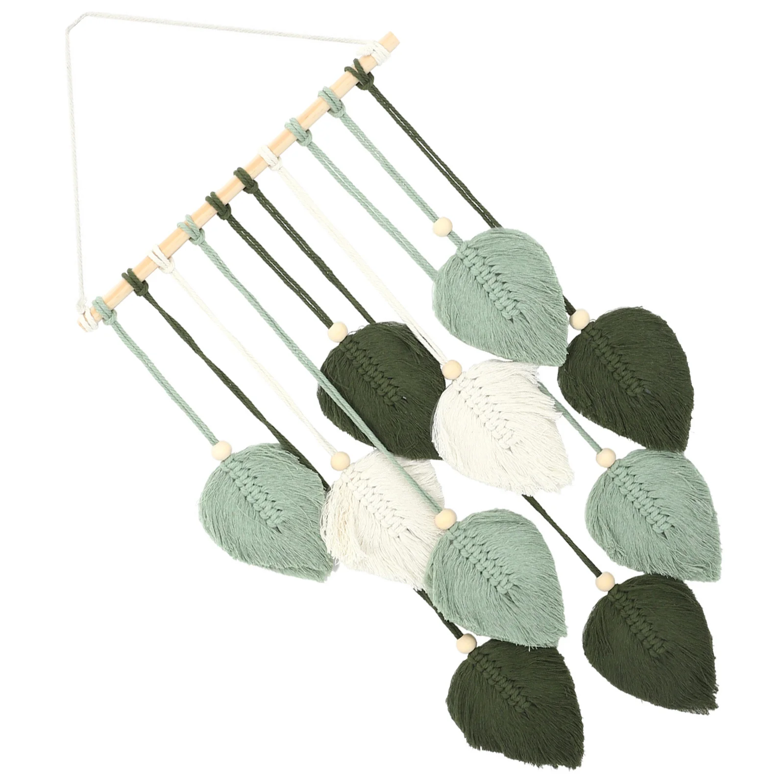 ผ้าแขวนผนังลายใบไม้สไตล์โบฮีเมียน งานถักมาคราเม่ ตกแต่งผนัง ดีไซน์ประณีต สร้างบรรยากาศอบอุ่นในห้องนอน ศิลปะผ้าแขวนลายใบไม้