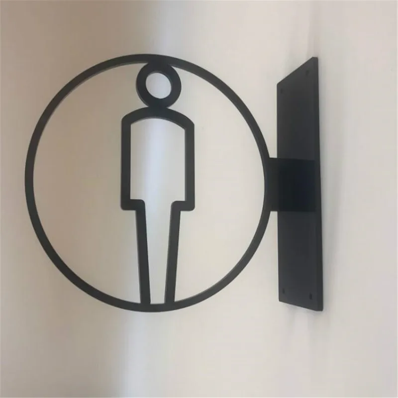 3D Side Mount Wc Signs Door Sticker Men & Women Restroom Toilet Sign Doorplate Tips Guide Creative Signage Acrylic Plaque