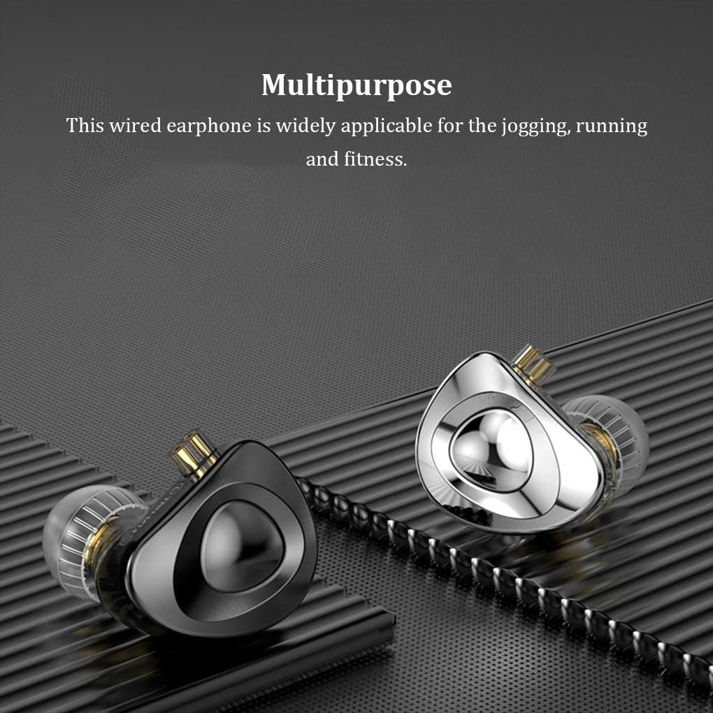 Wired Earphone Sport Headphone Fitness Headset Running Silver/With Mic