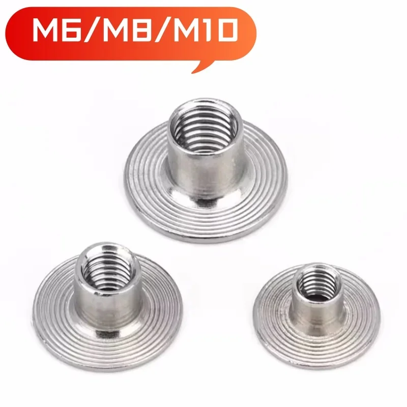 

SL 5pcs M6/M8/M10 304 stainless steel A2 T-nut welding nut Iron plate welding nut Lock Connecting Nuts Round Nuts Flange Nut