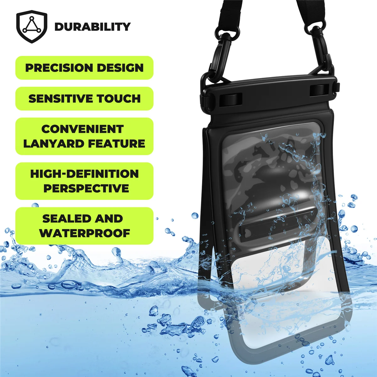 New Double Space Waterproof Phone Pouch IPX8 Waterproof Underwater Phone Case with Lanyard Phone Dry Bag for Beach Swimming
