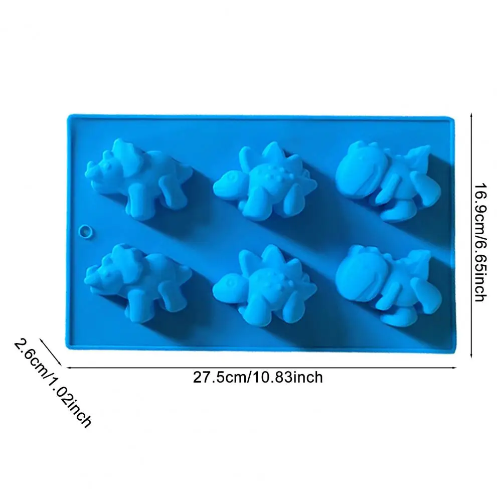 6-cavity Ice Cube Trays Dinosaur Chocolate Mold Silicone Molds Cake Chocolate Handmade Soap Mold Kitchen Accessories  Tools