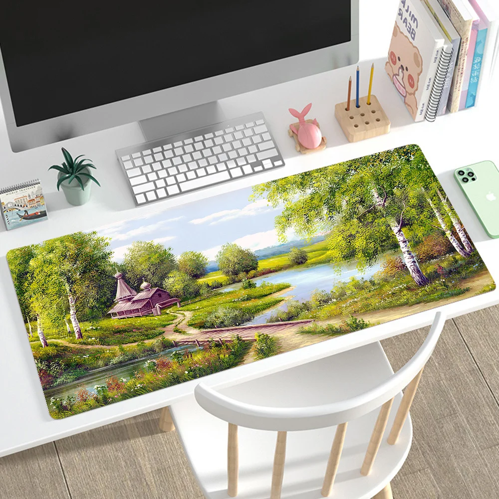 Pastoral Scenery Art Painting Mousepad Mouse Mat Desk Mat With Pad Gaming Accessories Prime Gaming XXL Keyboard Pad Padding Mat