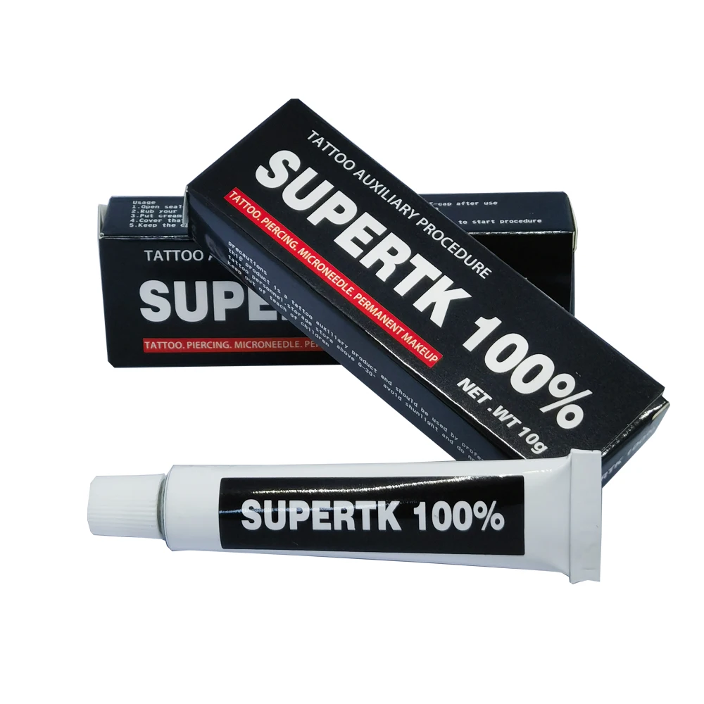 SUPERTK 100% ボディクリーム 10個入り 最新の 100% Supertk タトゥー クリーム パーマネント メイクアップ