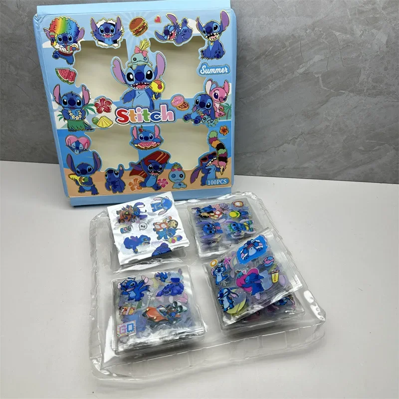 100pcs/box Lilo Stitch Stickers Water Cups Mobile Phone Stickers Disney Anime Accessories Diy Cartoon Decoration Kids Toys Gifts