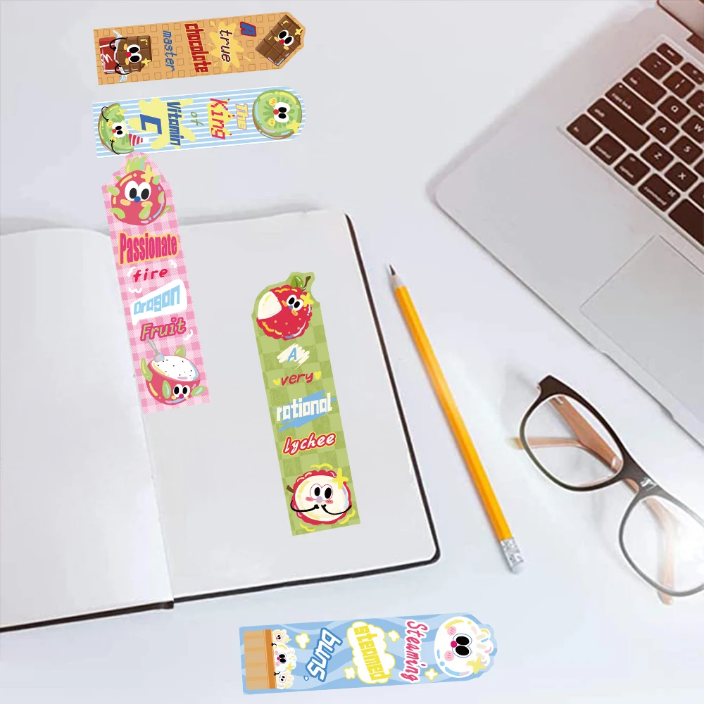 30pcs Fruit Mixed Bookmark Food Cartoon Cute Reading Pages Book Label Student Children Stationery Creative Gift Paper Cards﻿