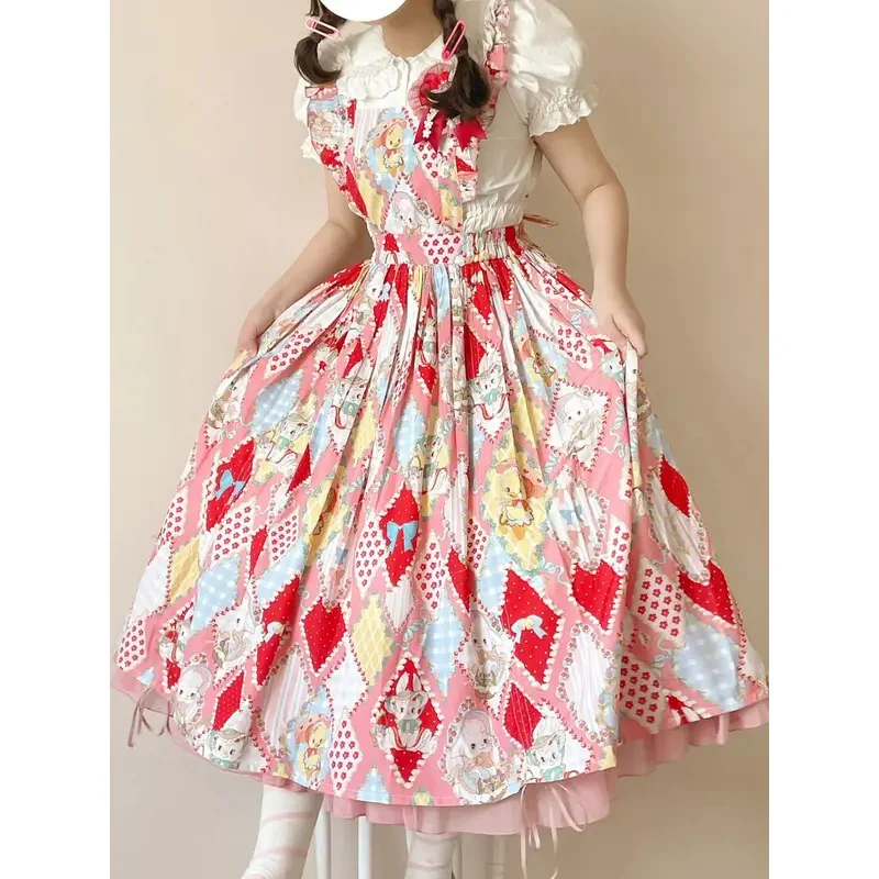 MN1 [Showa Kaleidoscope] lolita ชุดผู้หญิงวินเทจ OP ปักแขนสั้นชุดเจ้าหญิงญี่ปุ่นหวาน Kawaii8/ yG