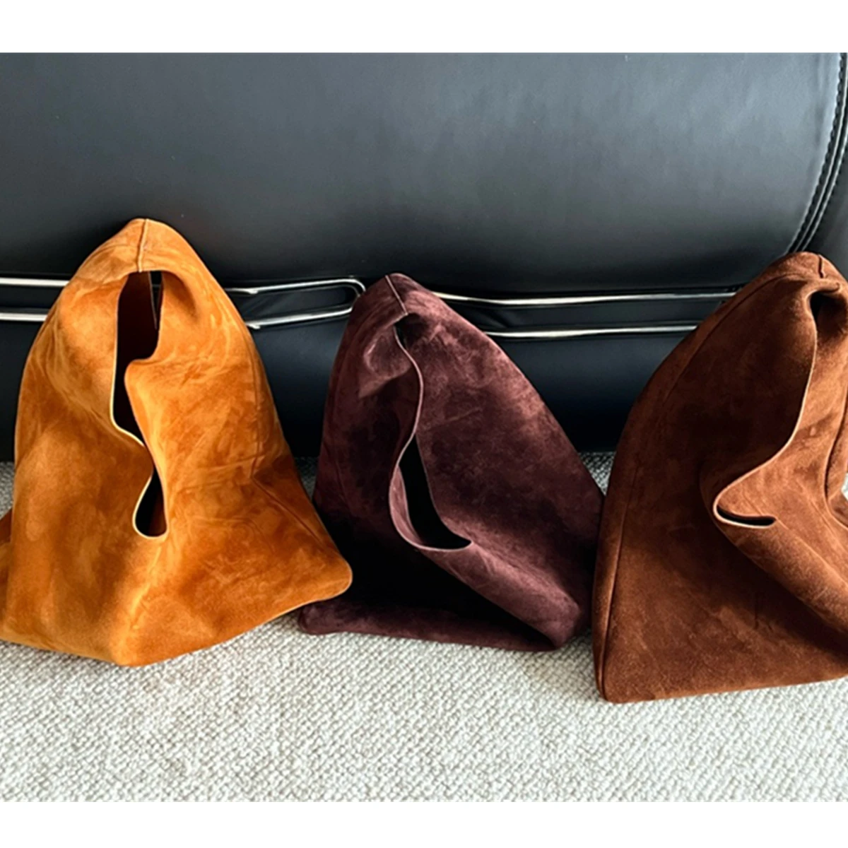 Dave&Di Fashion Ladies Casual Handmade Cowhide Suede Handbag Women Minimalist Retro Women's Bag