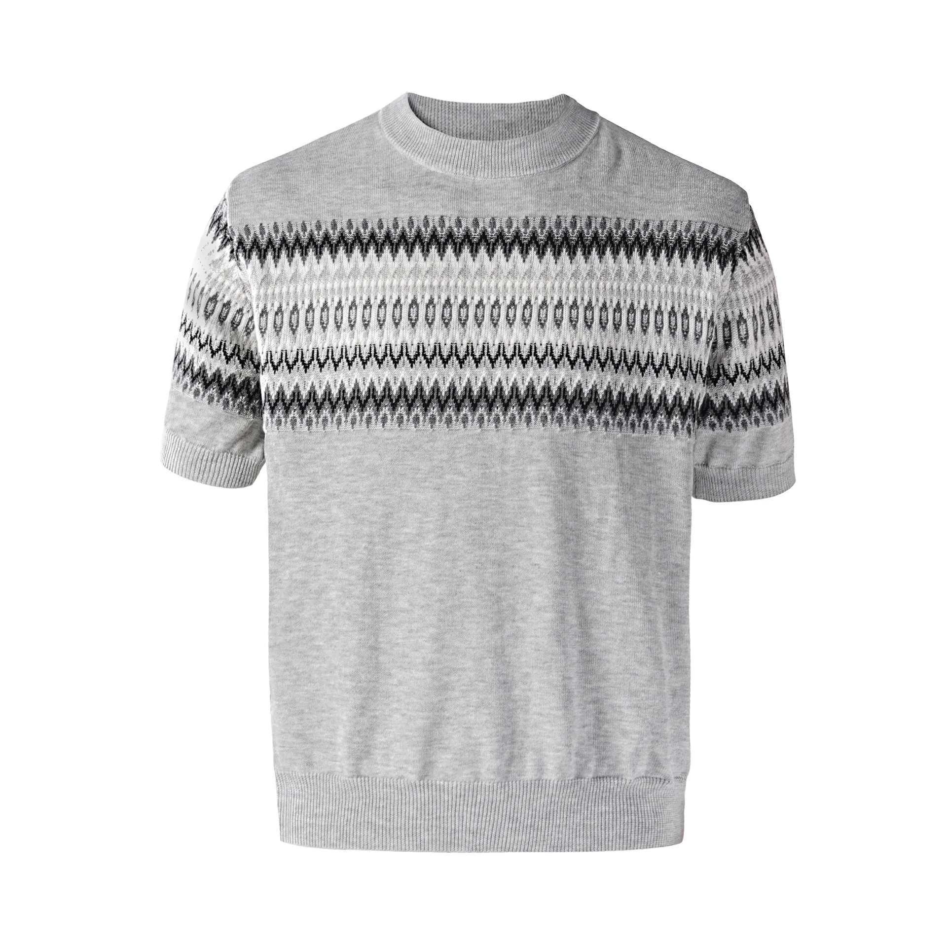 male shirts Wool blend old money style round neck knitted short sleeved breathable and cool short sleeved