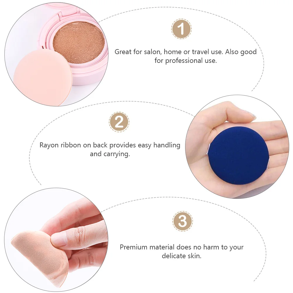 

15pcs Blue Beige Sponge Puff Powder Makeup Sponges Loose Foundation Premium Material Rayon Ribbon Safe