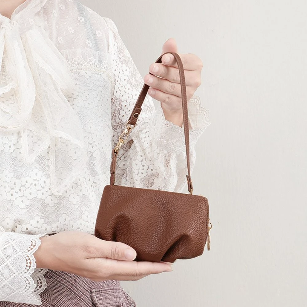 

New Luxury Crossbody Coin Purse Lightweight PU Leather Small Dumpling Purse Casual Solid Color Chain Handbag Wallet