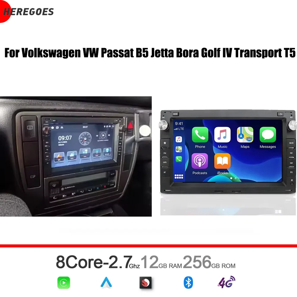 7' Android 15.0 8 Core 12GB RAM 256GB ROM Car Player GPS Multimedia For Volkswagen VW Passat B5 Transport T5 Jetta Bora Golf
