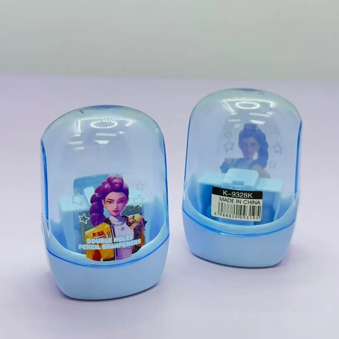 4 قطعة لمبراة أقلام الرصاص Kpop Demon Hunters مع غطاء ثقوب مزدوجة مبراة أقلام يدوية ملونة مدمجة لطلاب المدارس #5