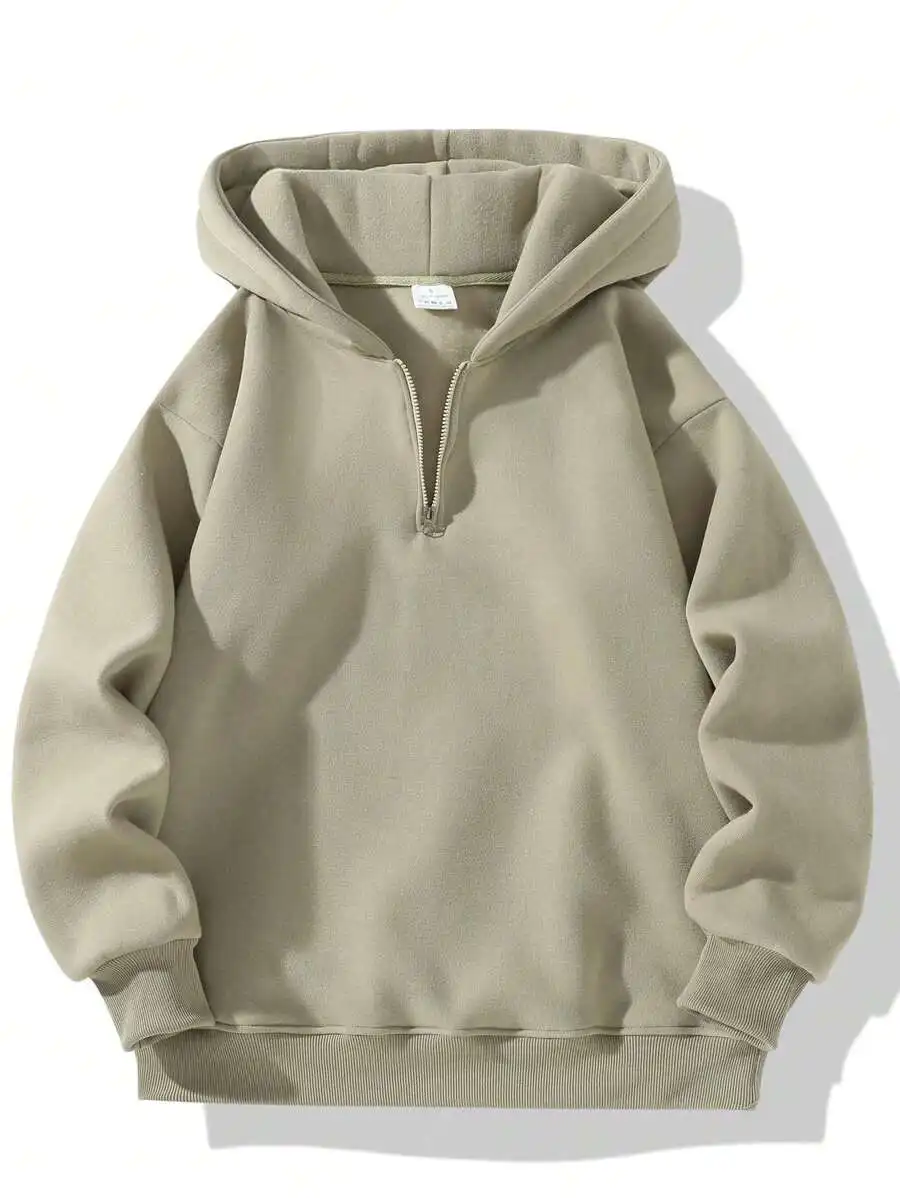 

Men’s Minimalist Half-Zip Hooded Fleece Pullover For Everyday And Light Activity Wear