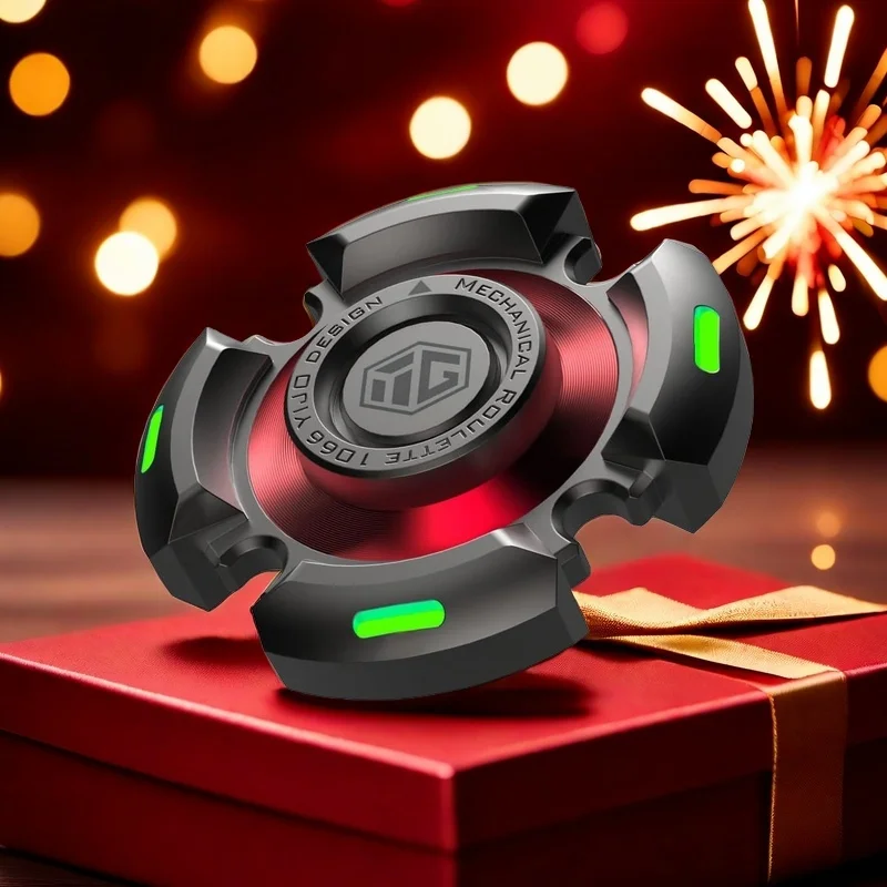 Fidget Spinner per adulti e bambini, figure giocattolo per alleviare lo stress e l'ansia, girandola per dita in metallo, luce luminosa, ADHD