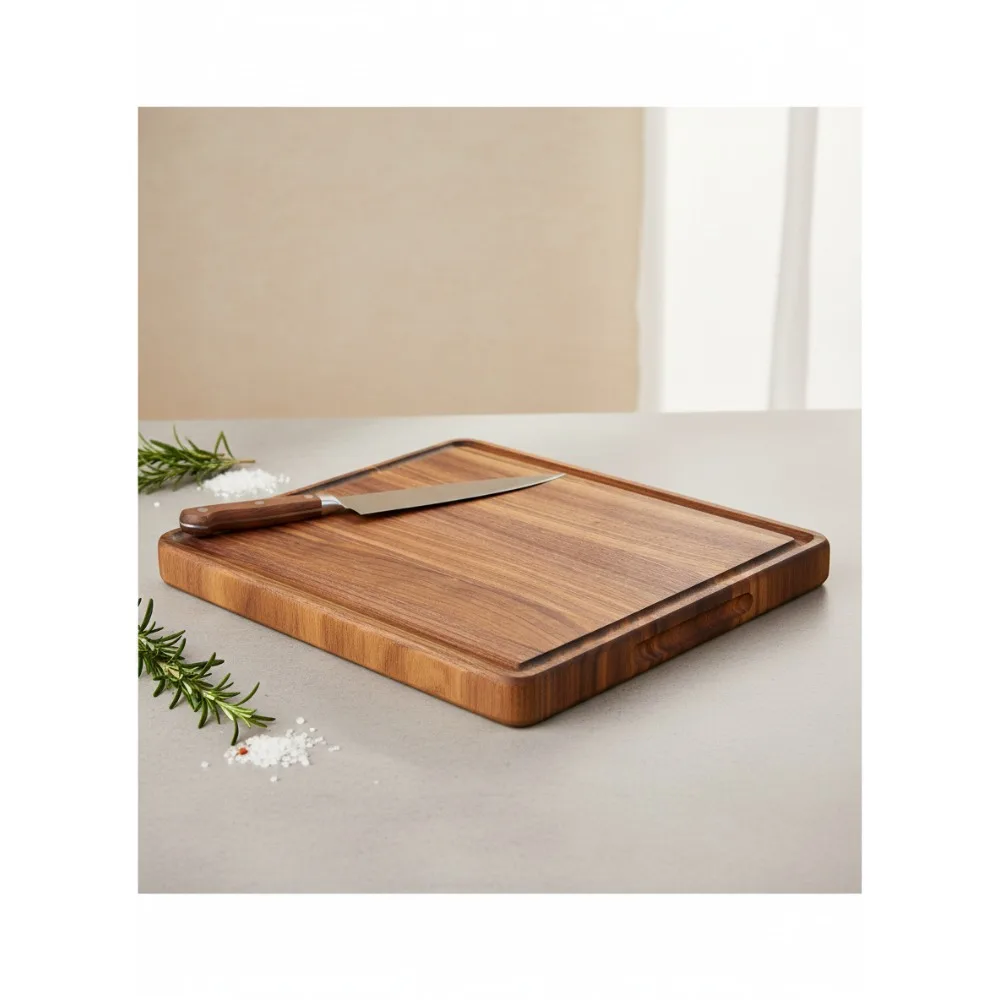 

Маленькая разделочная доска из орехового дерева 12x8 дюймов с канавкой для сока и ручкой, толстый мясной блок для кухни, подарок для мясного сыра