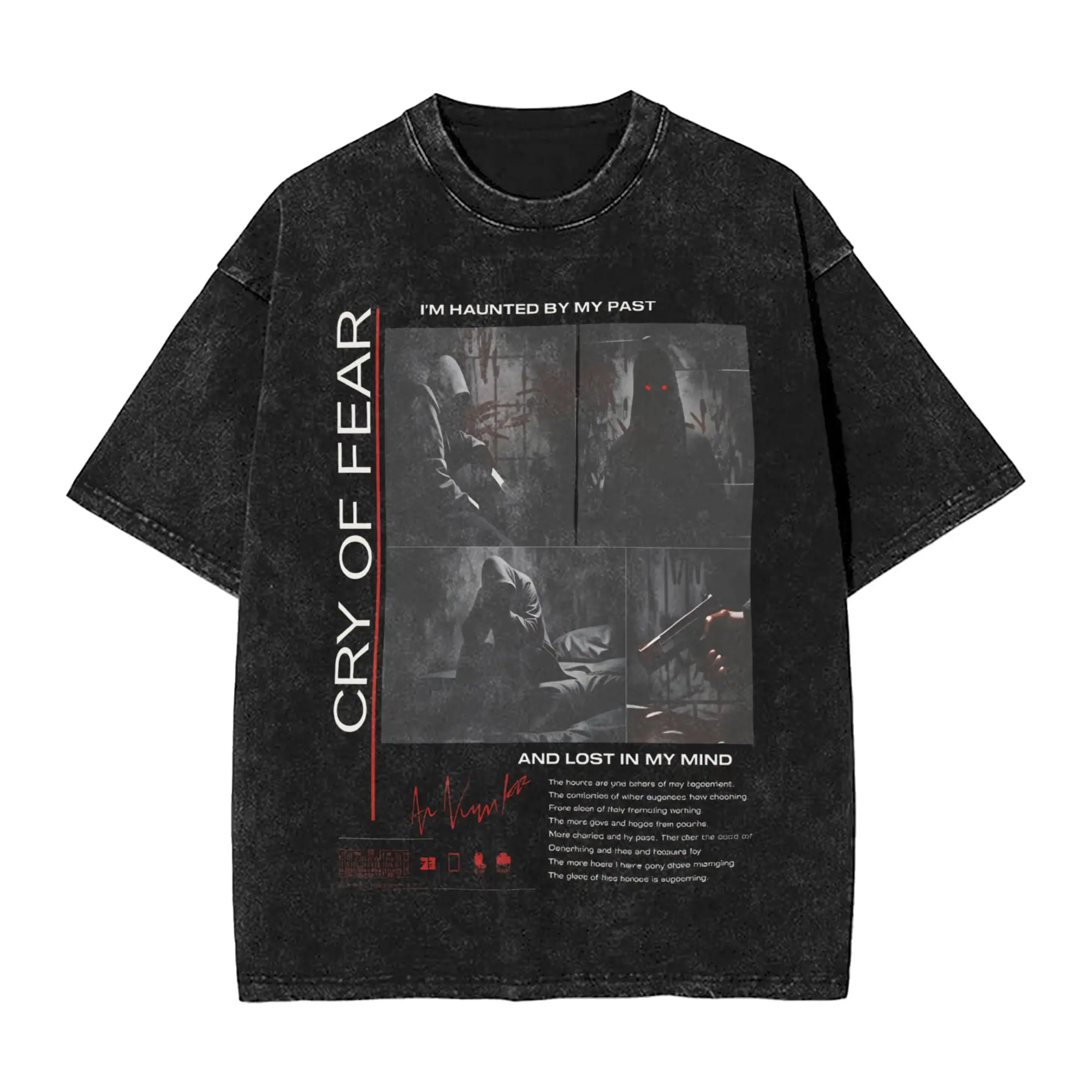 Vintage Cry Of Fear T-Shirt for Men Round Collar Cotton Washed T Shirts  Short Sleeve Tee Shirt Birthday Gift Tops