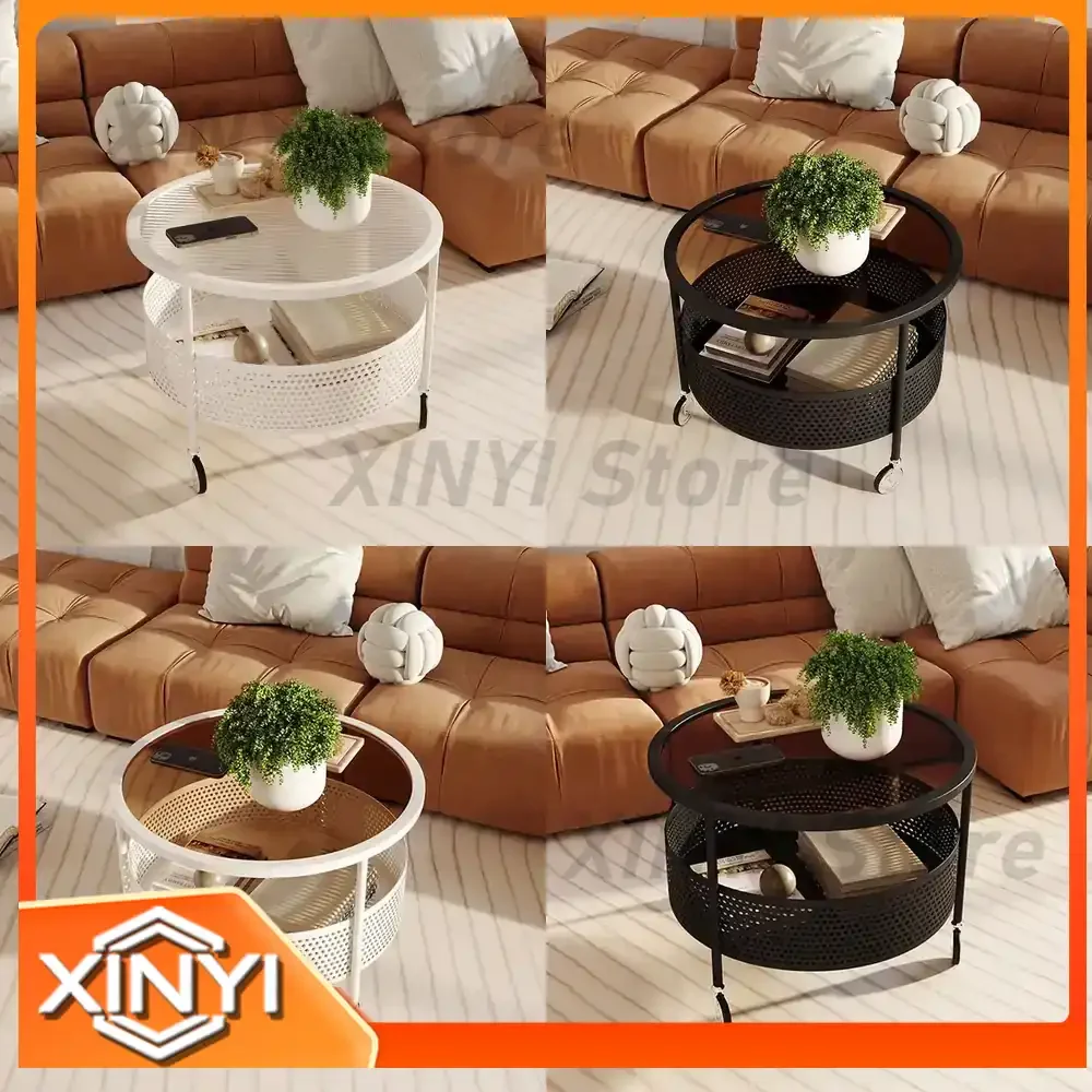 Modern Light Luxury Cream Style Coffee Table for Small Apartment Round Minimalist Mini Table for Internet Celebrity Ins Style