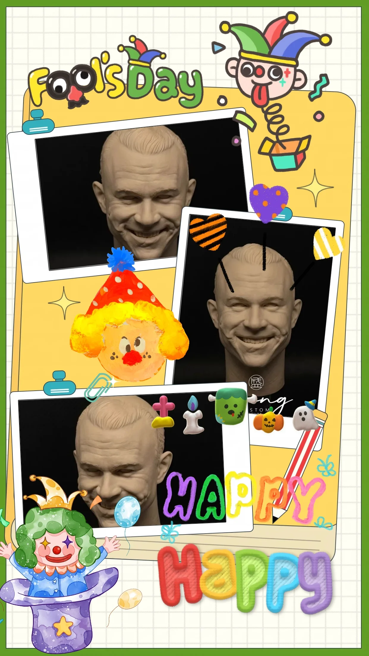 

In Stock 1/6 Scale Male Soldier White Head Sculpture Accessories Comic Character Evil Alliance Clown For 12''Action Figure Model