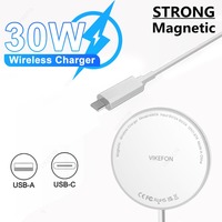 30W Magnetic Wireless Charger Pad USB Type-C Port Cable For Magsafe iPhone 16 15 14 13 12 Pro Max XS Fast Quick Charging Station