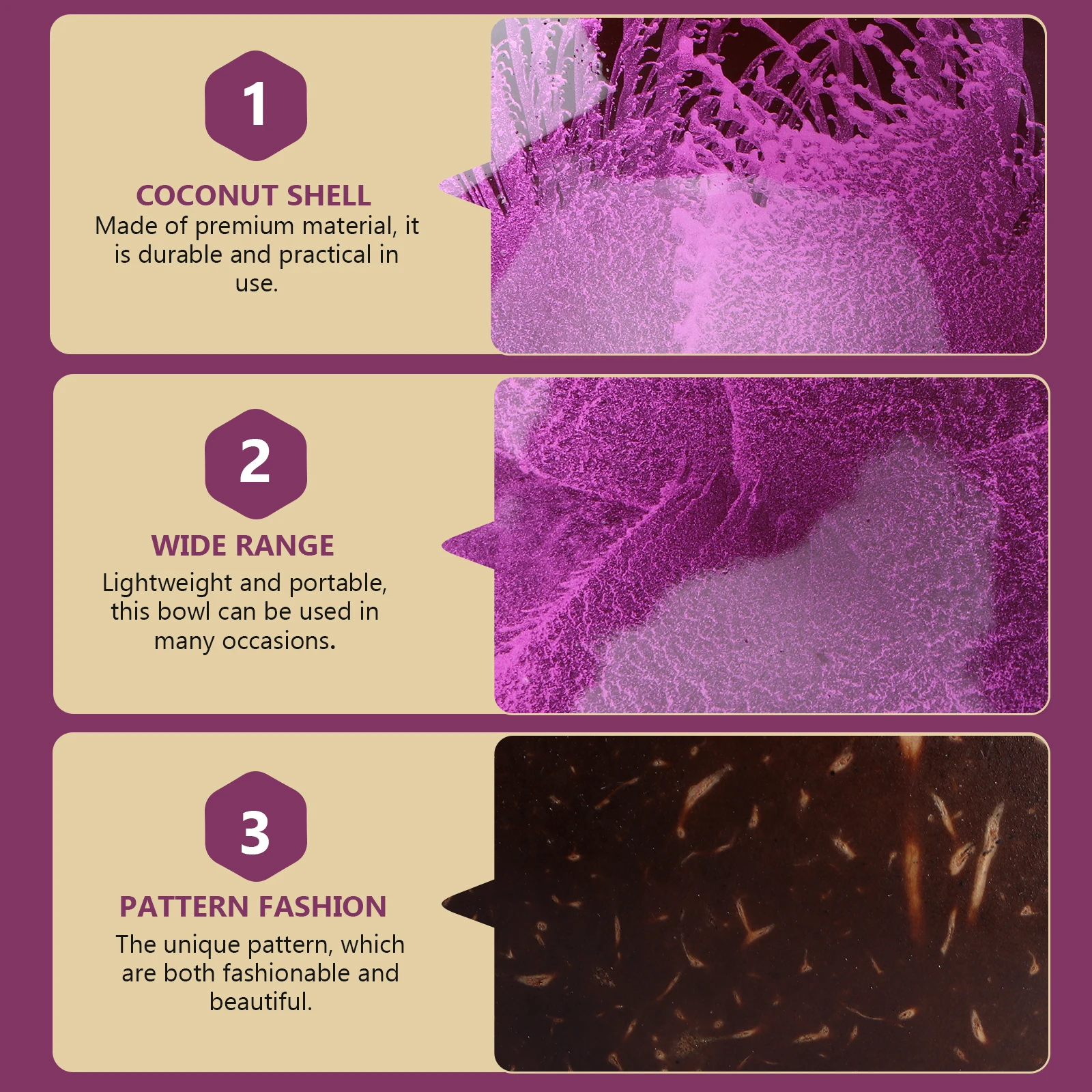 

1Pcs Coconut Shell Bowl Portable Lightweight Key Storage Plate Home Decor Decorative Bowl for Snacks Fruit Salad