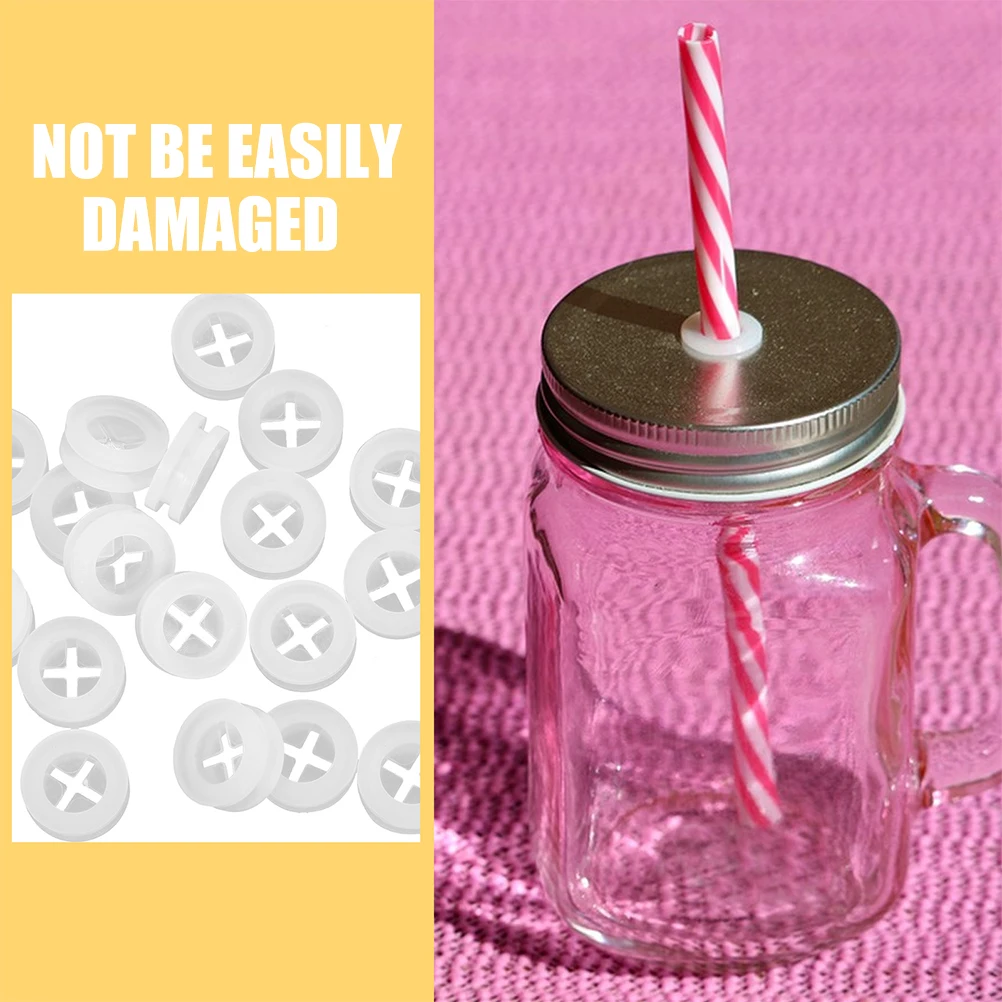 

24pcs Straw Hole Plugs Small White Grommets for Lids Kitchen Bar Use Portable Travel Straw Fixing Holes
