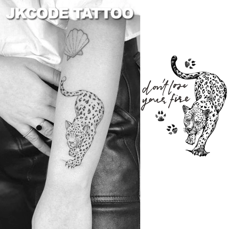 Snow Leopard MINIMAL Tattoo stickers-minimal FINGER TATTOO-wild animal tattoo-herbal English text animal paw print pattern-female finger and hand tattoo, male neck dual-use tattoo sticker, long-lasting and waterproof for 15 days