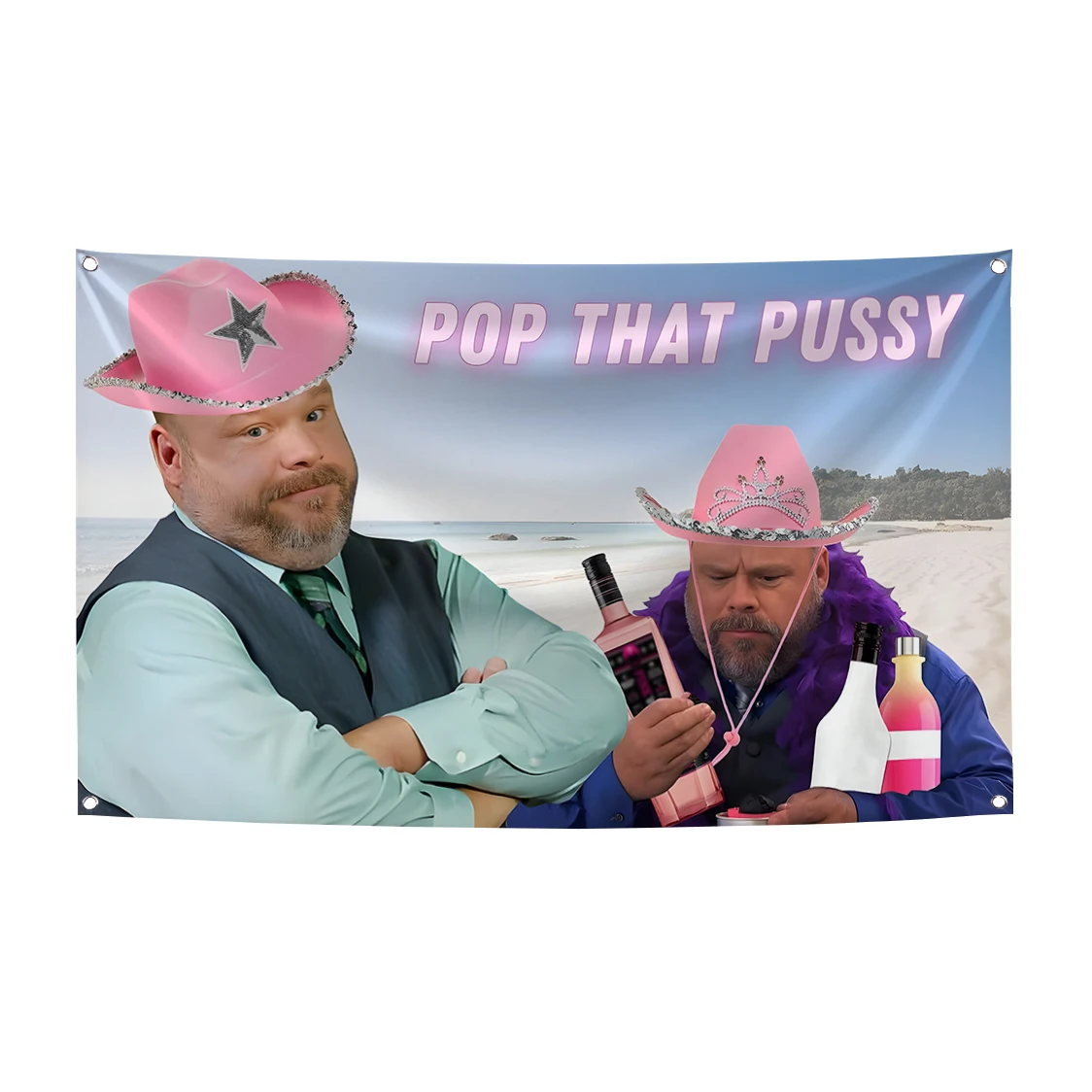 90x150cm Funny Man Pop That Pussys Funny Tapestry Meme Flag Polyester Statement Posters For College Dorm Room Ideal Holiday Gift