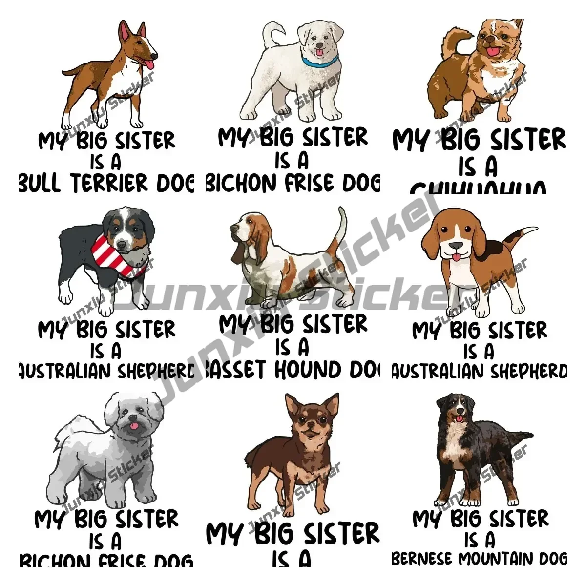 Bernese Mountain Dog Chihuahua Decal Corgi Sticker My Big Sister Is A Dog Sticker Decal Vinyl Animal Prints Premium Quality