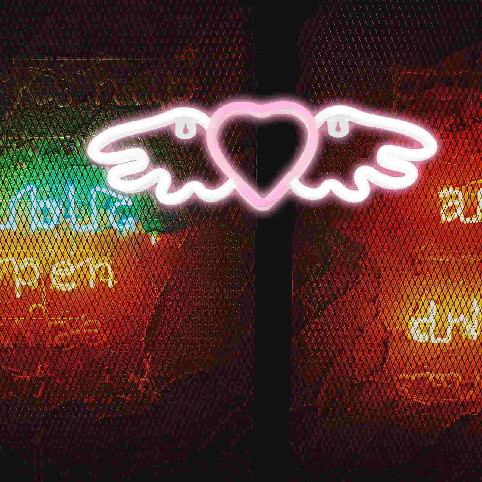 Bedroom Neon Sign Decorative Light LED Lights Heart-shaped Decoration Wall Plastic for