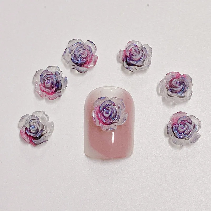 50/100 Stuks Lichtgevende Nail Art Sieraden Bloemvorm Driedimensionale Rose Gebruik Voor Haarspeld Oorbellen Telefoon Case Diy decor Accessoire