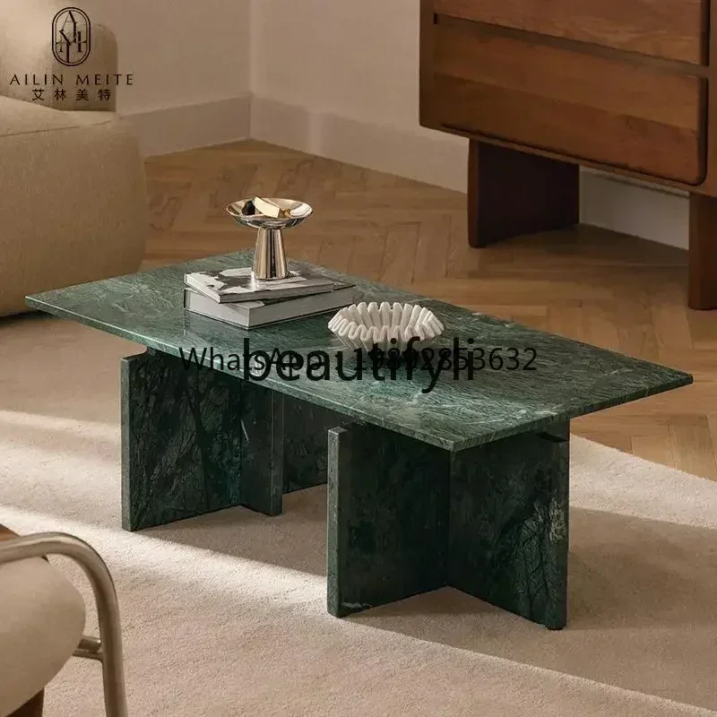 

FF Italian minimalist natural marble living room coffee table designer light luxury high-end coffee table