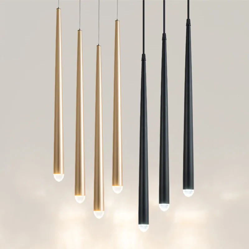 

Dimmable Cone Long Tube LED Pendant Light Hanging 7W Lamp Aluminum Acrylic Home Kitchen Island Dining Living Room Bar Cafe