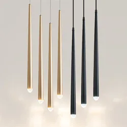 Dimmable Cone Long Tube LED Pendant Light Hanging 7W Lamp Aluminum Acrylic Home Kitchen Island Dining Living Room Bar Cafe