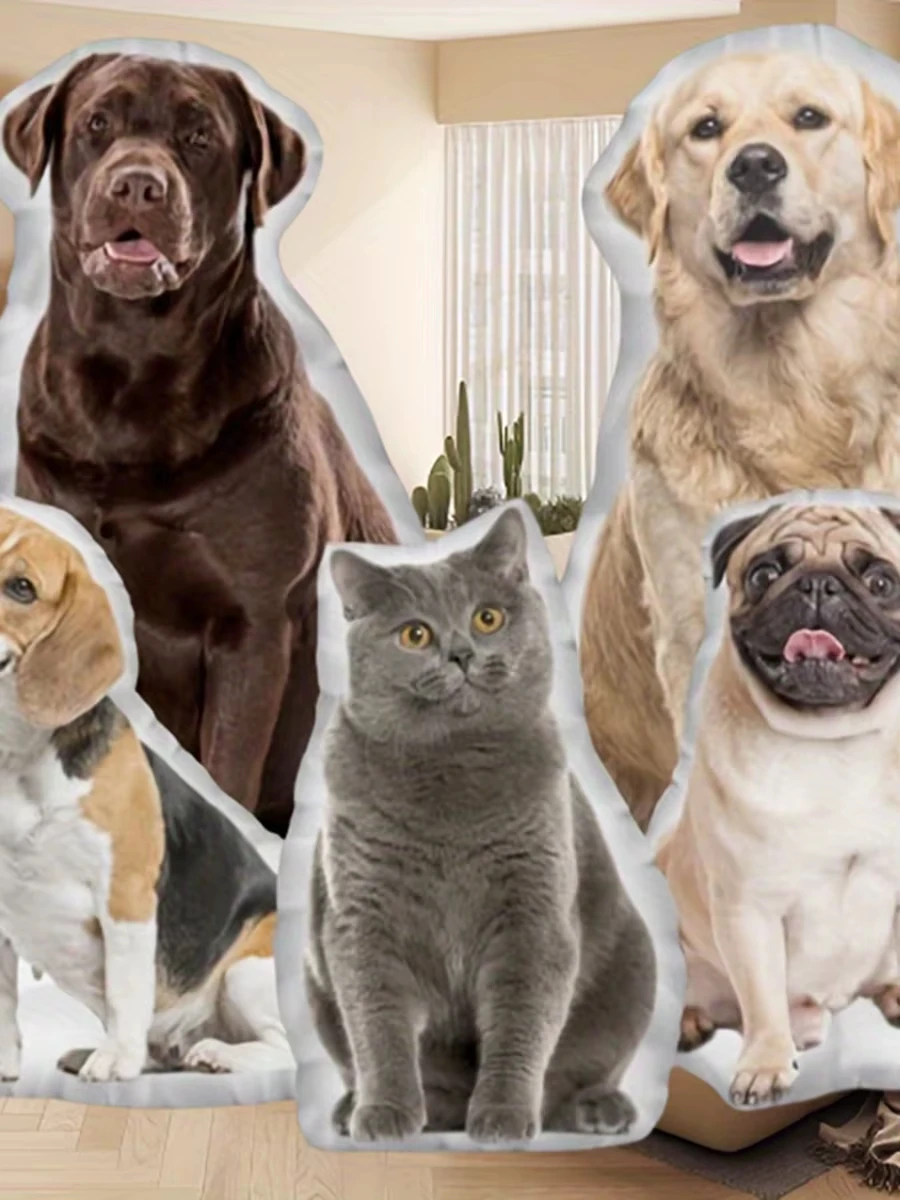 1PC Double Sided 3D Printing Custom Pet Photo Cushion Soft Plush Dog Cat Seat Throw Pillow view 6