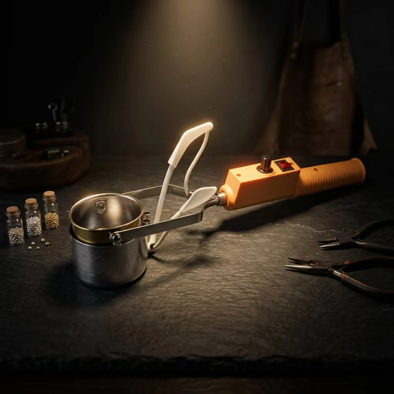 Solder Melting Pot with Handle Handheld Tin Melting Furnace Desoldering Bath Fast Heating Stainless Steel for Technicians